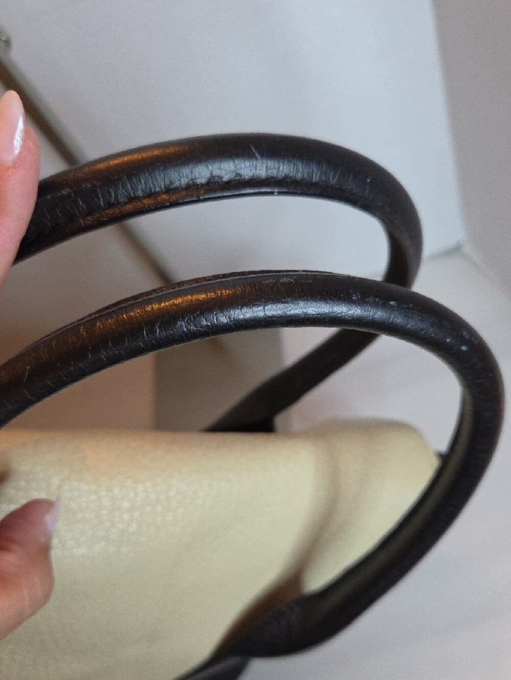 kate spade Two-Tone Cream and Black Leather Satchel - Picture 9 of 13